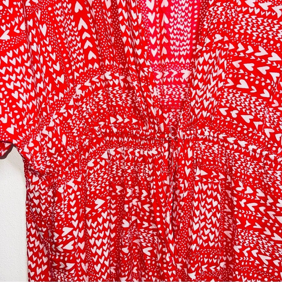 Victoria’s Secret Red & White Heart Print Tie Front Kimono Robe One Size Women’s - Picture 5 of 12